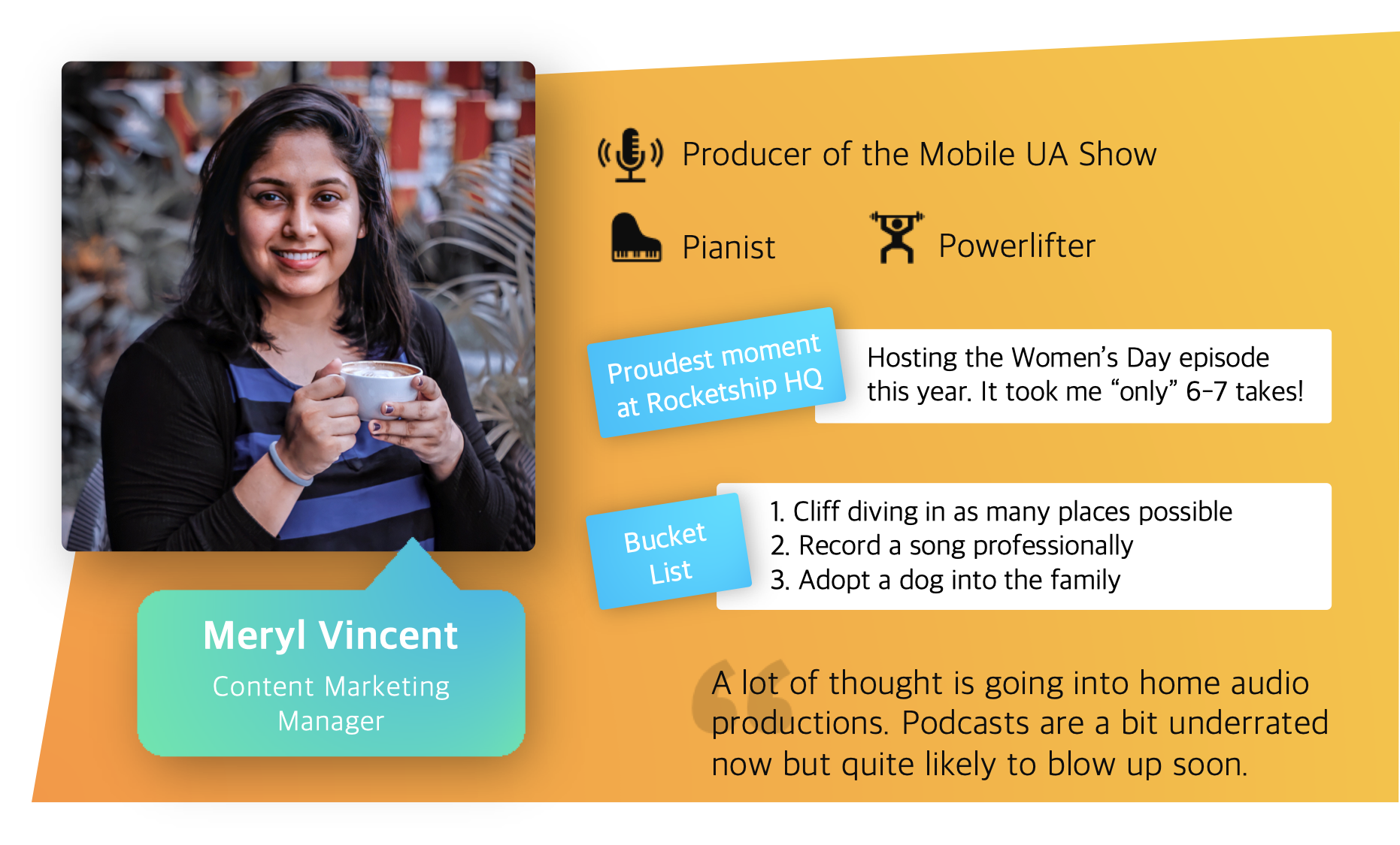 Meryl Vincent, Content Manager at Rocketship HQ