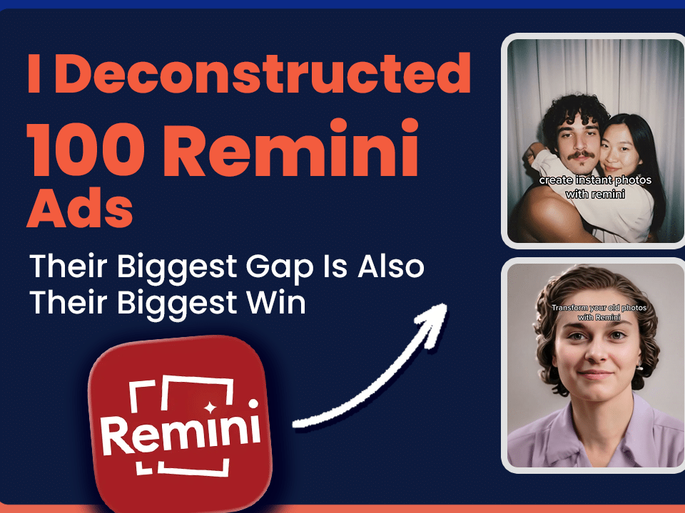 I just analyzed 100 Remini ads with AI. Here's how I'd 2x their growth as their creative strategist.
