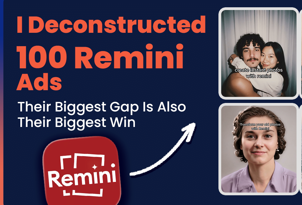 I just analyzed 100 Remini ads with AI. Here's how I'd 2x their growth as their creative strategist.